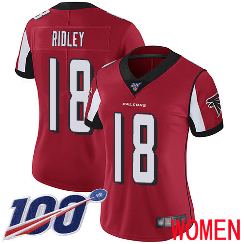 Atlanta Falcons Limited Red Women Calvin Ridley Home Jersey NFL Football #18 100th Season Vapor Untouchable->women nfl jersey->Women Jersey